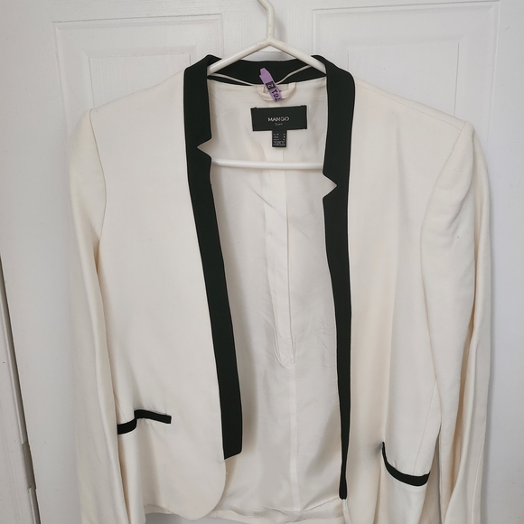 Mango Jackets & Blazers - Mango Ivory Jacket with Black Accents